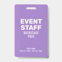 Badge d'identification violet pour le personnel de