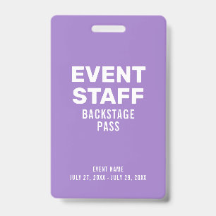 Badge d'identification violet pour le personnel de