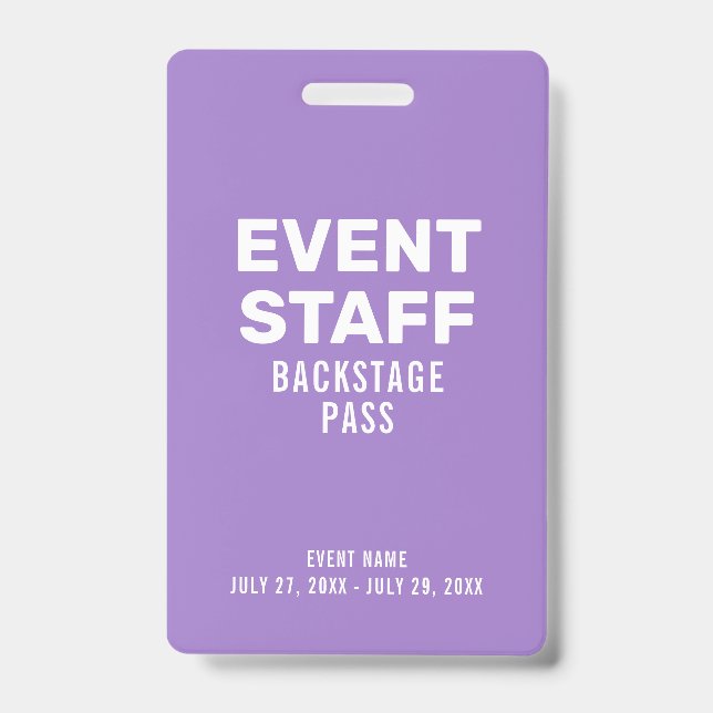 Badge d'identification violet pour le personnel de (Avant)