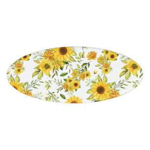 Badge D'identification Watercolor Sunflower 8