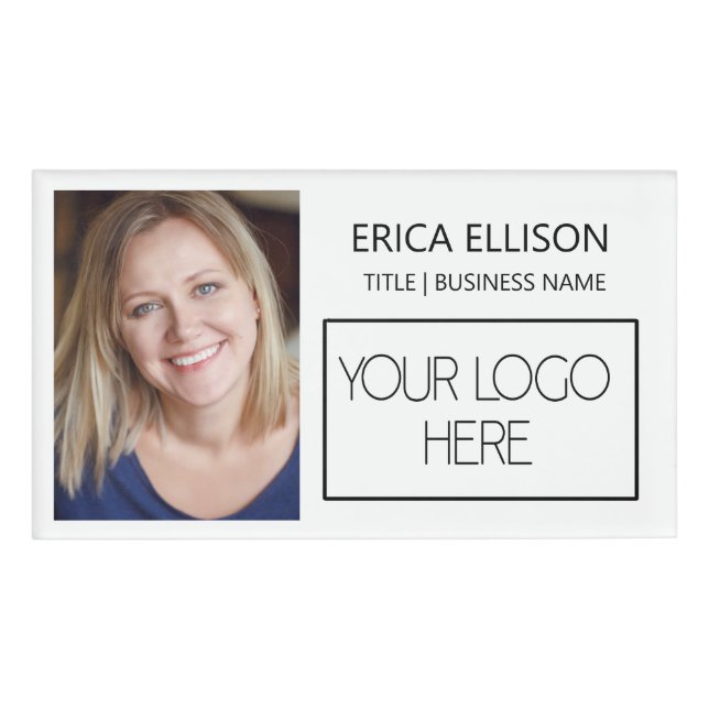 Badge D'identification White Custom Photo Logo Business (Devant)