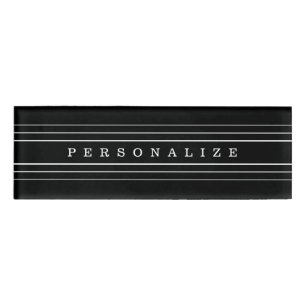 Badge D'identification Your Custom Text & Modern Stripes   Black & White