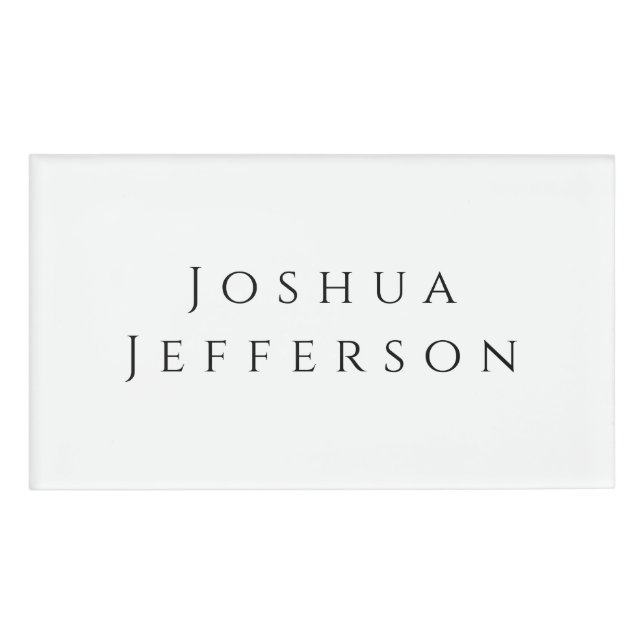 Badge D'identification Your Name Professional Creative Plain Black White (Devant)