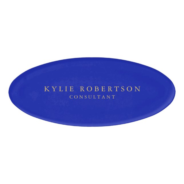 Badge D'identification Zaffre Bleu Or Couleurs Professionnel Moderne tend (Devant)