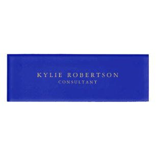 Badge D'identification Zaffre Bleu Or Couleurs Professionnel Moderne tend