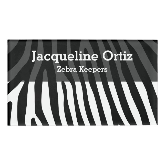 Badge D'identification Zebra rayures motif + votre arrière - plan & idées (Devant)
