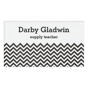 Badge D'identification ZIGZAG pattern - black + your background & ideas
