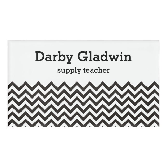 Badge D'identification ZIGZAG pattern - black + your background & ideas (Devant)