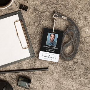 Badge d'identité d'employé de photo & logo noir et