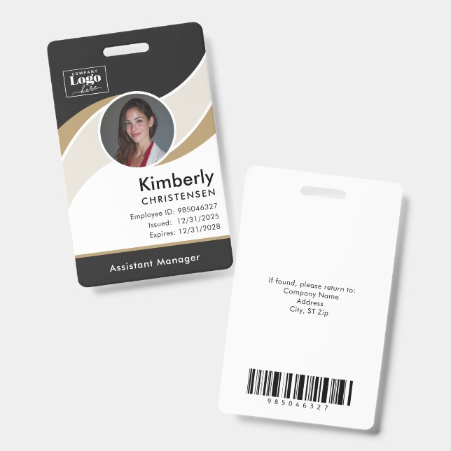 Badge d'identité d'employé d'entreprise moderne de (Avant & arrière)