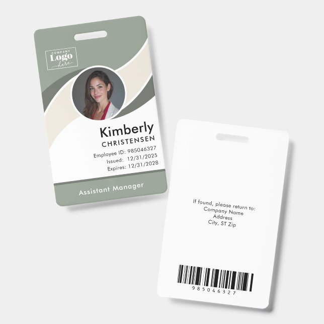 Badge d'identité d'employé d'entreprise moderne de (Avant & arrière)