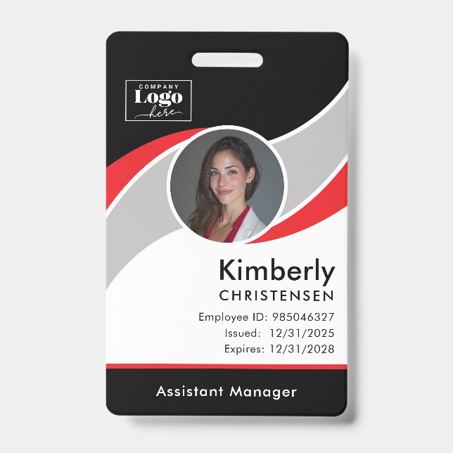 Badge d'identité d'employé d'entreprise moderne pe (Avant)