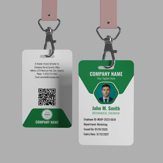 Badge d'identité d'employé personnalisable Vert (Créateur téléchargé)