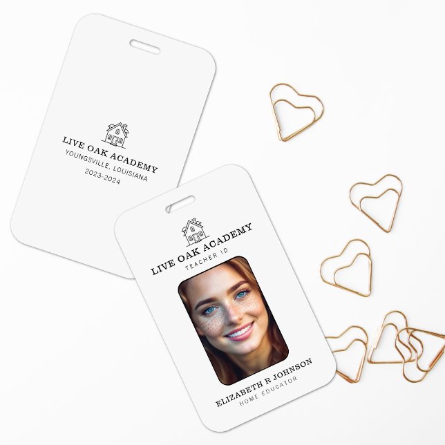 Badge d'identité d'enseignant à domicile | Blanc m (Créateur téléchargé)