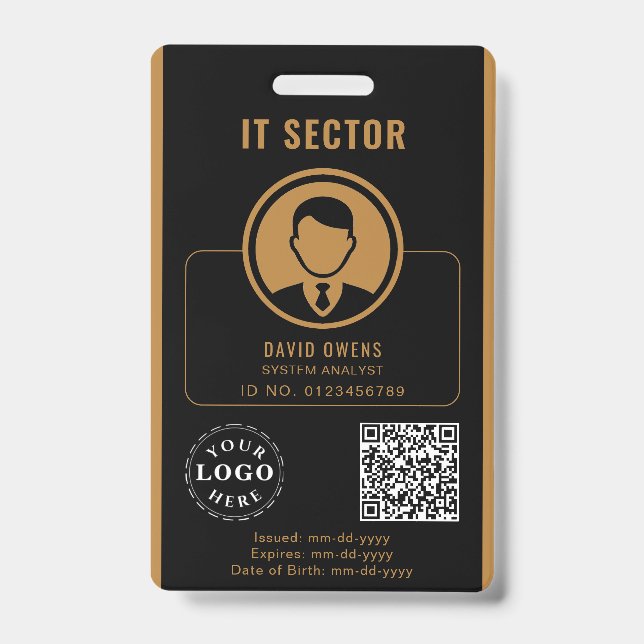 Badge d'identité d'entreprise avec photo et code Q (Avant)