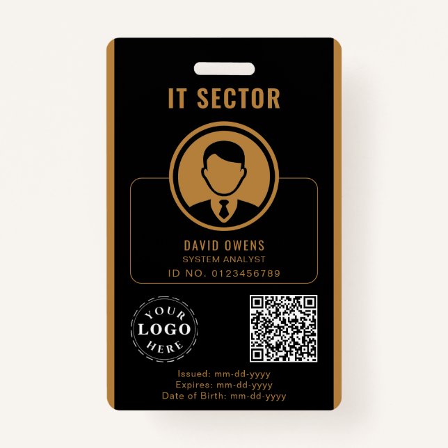 Badge d'identité d'entreprise avec photo et code Q (Devant)