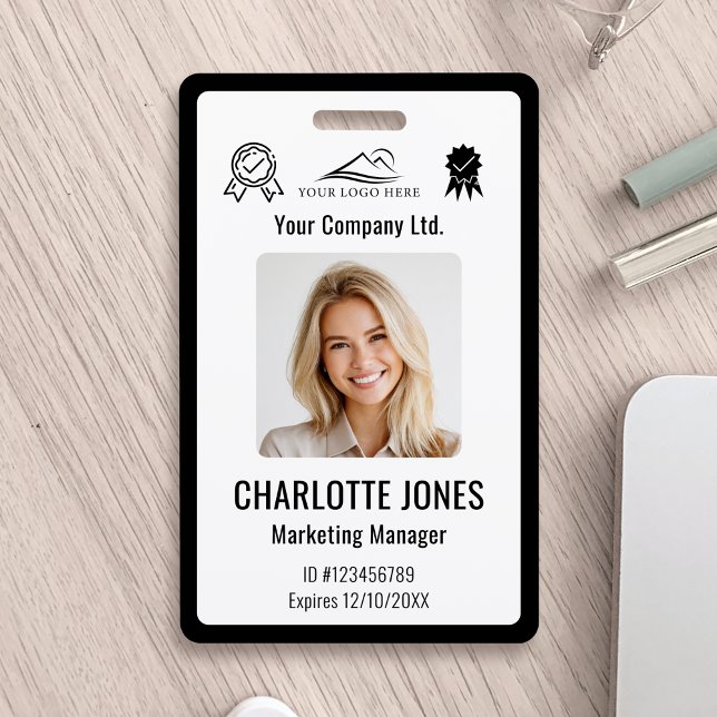 Badge d'identité d'entreprise personnalisé noir (Créateur téléchargé)