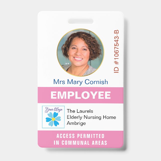 Badge d'identité des employés avec nom, titre de f (Avant)
