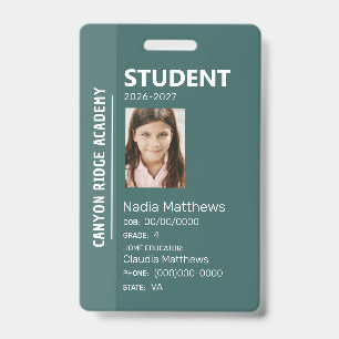 Badge d'identité étudiant de l'école à la maison G