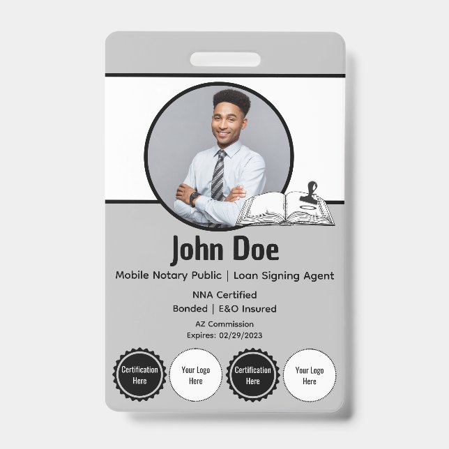 Badge d'identité moderne de notaire public avec QR (Avant)