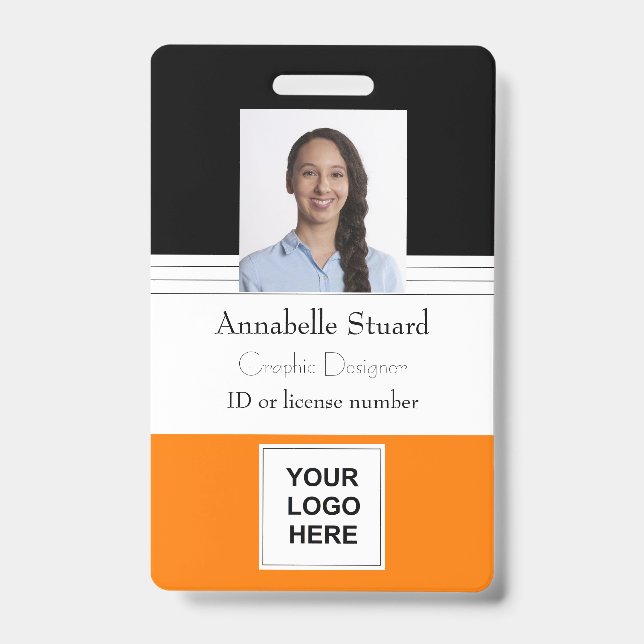 Badge d'identité Orange avec ligne noire pour empl (Avant)