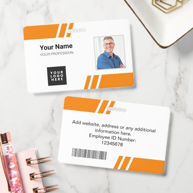 Badge d'identité personnalisé orange moderne pour  (Bureau)