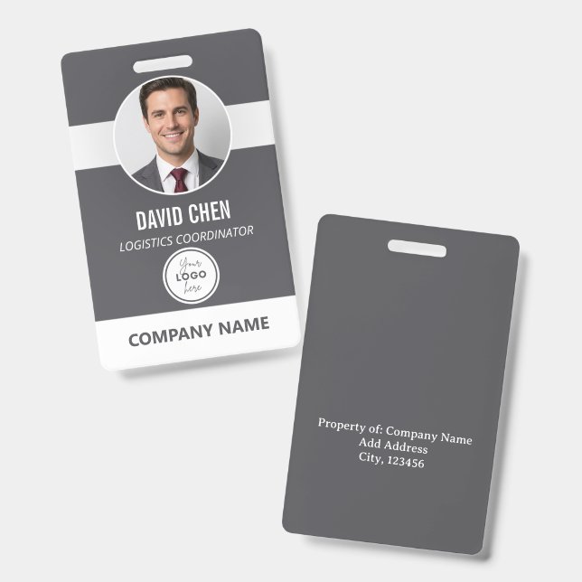 Badge d'identité personnalisé pour employé avec ph (Avant & arrière)