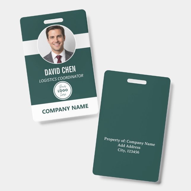 Badge d'identité personnalisé pour employé avec ph (Avant & arrière)