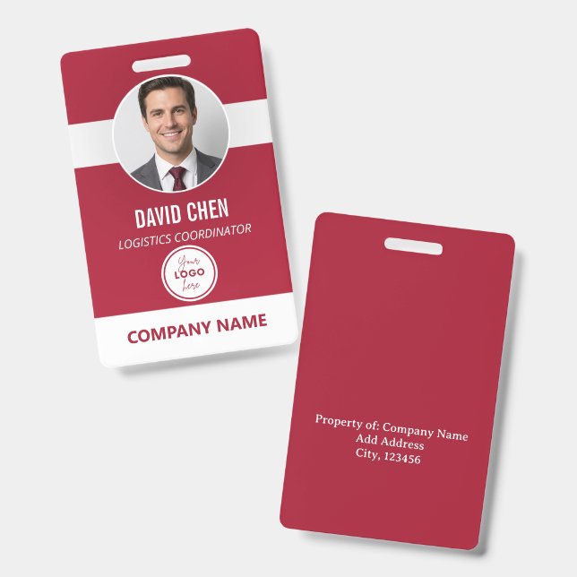 Badge d'identité personnalisé pour employé avec ph (Avant & arrière)