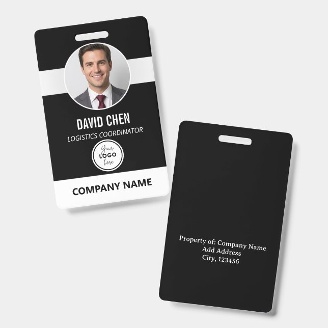 Badge d'identité personnalisé pour employé avec ph (Avant & arrière)