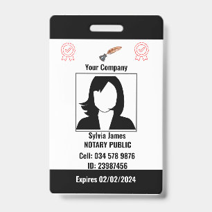 Badge d'identité personnalisé pour employé Noir & 