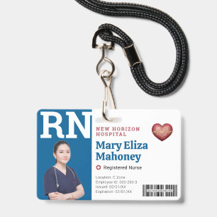 Badge d'identité photo de l'employé médical RN Ble