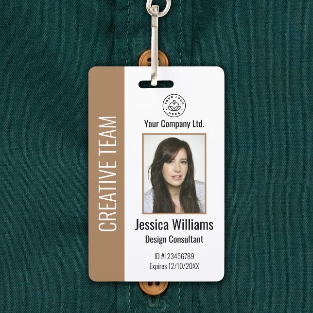 Badge d'identité professionnel personnalisé marron (Créateur téléchargé)