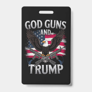 Badge Dieu Armes Et Trump Aigle Drapeau Américain Vintag