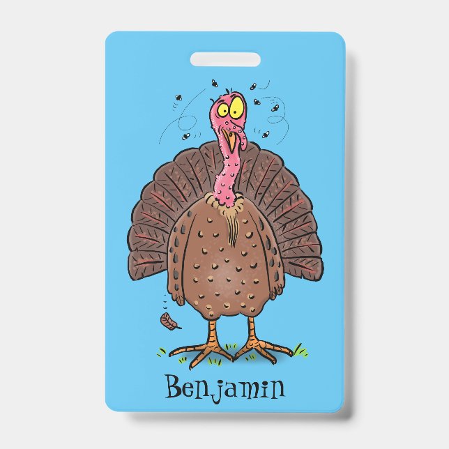 Badge Dinde de basse-cour marrante avec dessin animé de  (Avant)