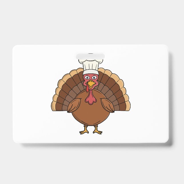 Badge Dinde de dessin animé de chef Thanksgiving (Avant)