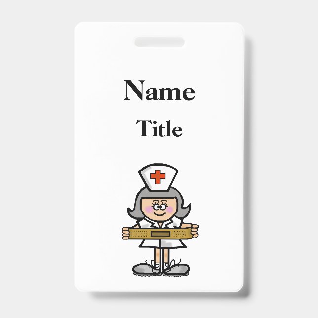 Badge d'infirmière aux cheveux gris de dessin anim (Avant)