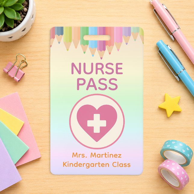 Badge d'infirmière personnalisé pour les enseignan (School Nurse Pass)