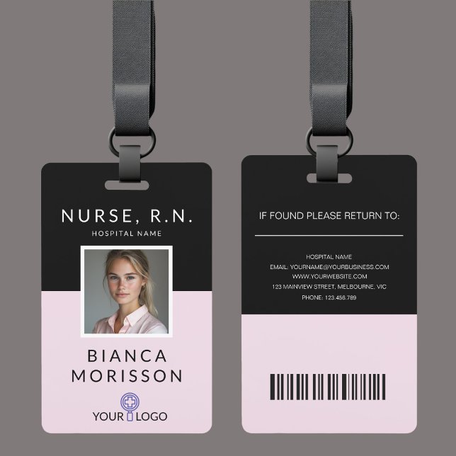 Badge d'infirmière professionnel Black & Pink (Créateur téléchargé)