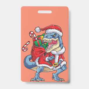Badge Dinosaure Noël Père Noël T‑rex Garçons Hommes