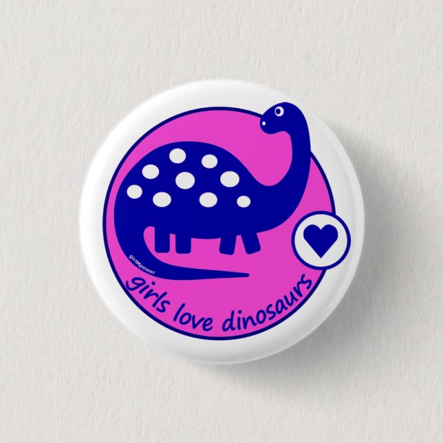 Badge Dinosaure rose bleu lumineux simple mignon pour (Devant)