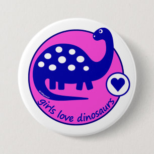 Badge Dinosaure rose bleu lumineux simple mignon pour