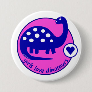 Badge Dinosaure rose bleu lumineux simple mignon pour