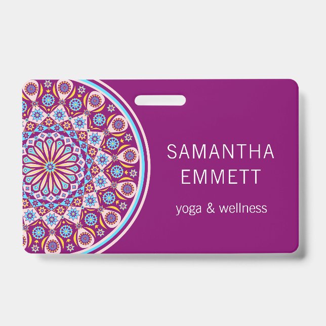 Badge d'instructeur de Yoga Mandala violet (Front)