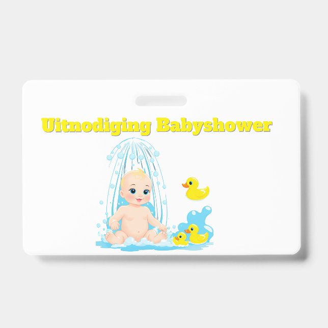 Badge d'invitation pour Baby Shower - Bébé et C mi (Avant)
