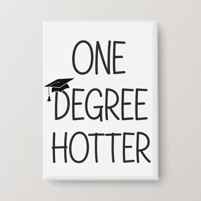 Badge Diplômé un degré plus chaud Drôle Collège Masters (Recto)