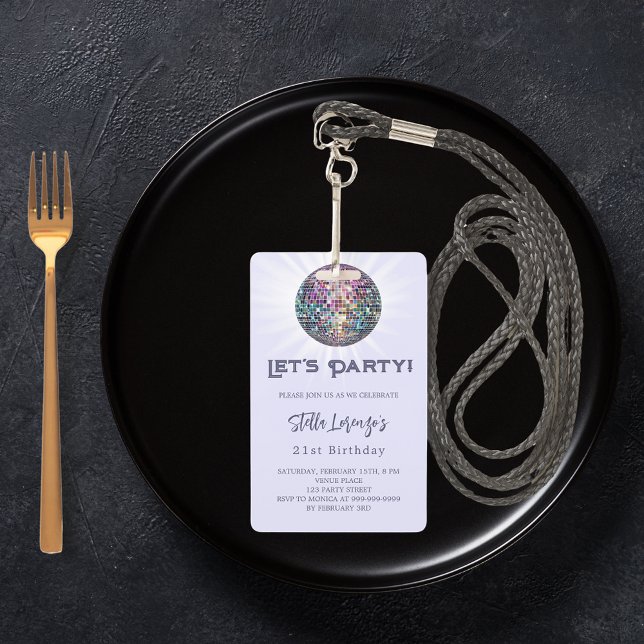 Badge Disco fête lavande violet invitation anniversaire (Créateur téléchargé)