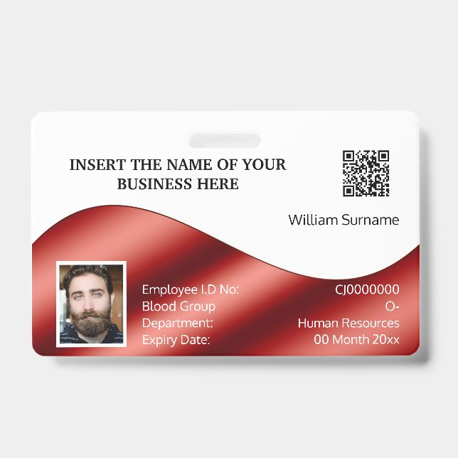 Badge do-it-yourself carte d'identité fausse rouge | log (Front)