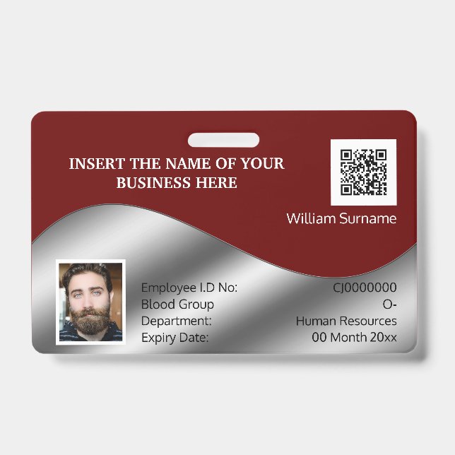 Badge do-it-yourself carte d'identité faux marron argent (Avant)