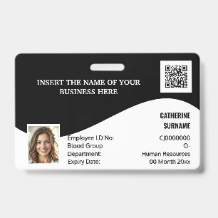 Badge do-it-yourself carte d'identité noir blanc moderne